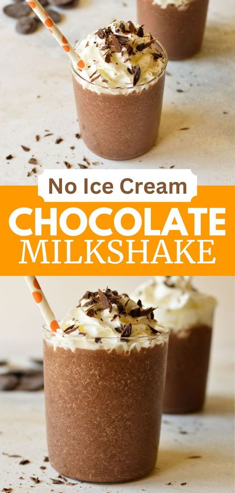 a chocolate shake with whipped cream Easy Milkshake Recipe Without Ice Cream, Chocolate Milkshake Without Ice Cream, Easy Chocolate Milkshake Recipe, Milkshake Recipe Without Ice Cream, Milkshake Without Ice Cream, Milkshake Recipe Easy, Homemade Milkshake, Milkshake Recipe Chocolate, Easy Chocolate Desserts