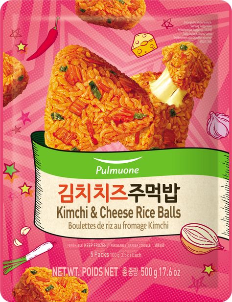 Kimchi & Cheese Rice Balls - Pulmuone Cheese Rice Balls, Salted Shrimp, Cheese Rice, Garlic Chives, String Cheese, Napa Cabbage, Vinegar And Water, Rice Balls, Pepper Powder