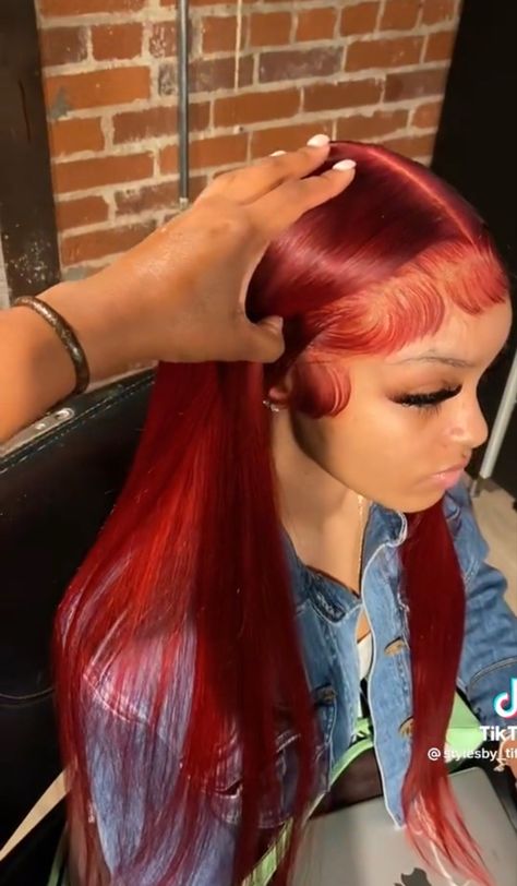 Girl Hair Colors, Weave Ponytail Hairstyles, Red Wig, Frontal Wig Hairstyles, Pretty Hair Color, Hot Hair Styles, Hair Laid, Hair Ponytail Styles, Front Lace Wigs Human Hair