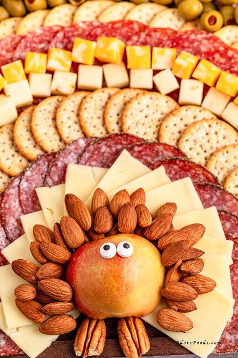 Turkey Themed Charcuterie Board Thanksgiving Charcuterie Board Easy Kids, Turkey Pretzel Treats, Themed Charcuterie Board, Turkey Appetizers, Seasoned Crackers, Turkey Treats, Thanksgiving Snacks, Best Thanksgiving Recipes, Make Ahead Appetizers