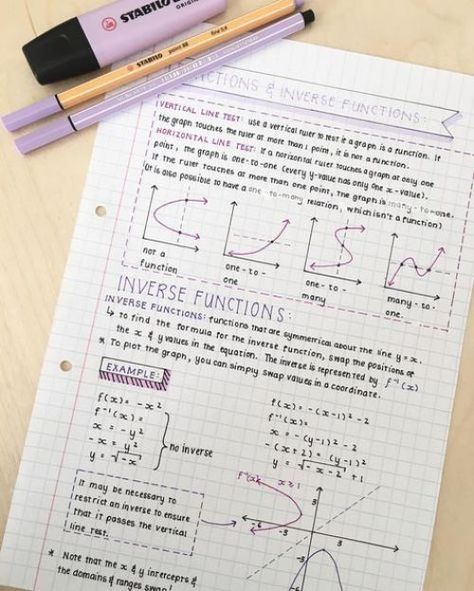 10 Tips To Help You Study Smarter - Society19 Inverse Functions, Study Tips For Students, Bulletin Journal Ideas, Math Notes, School Organization Notes, Study Smarter, Studying Math, Pretty Notes, Notes Inspiration