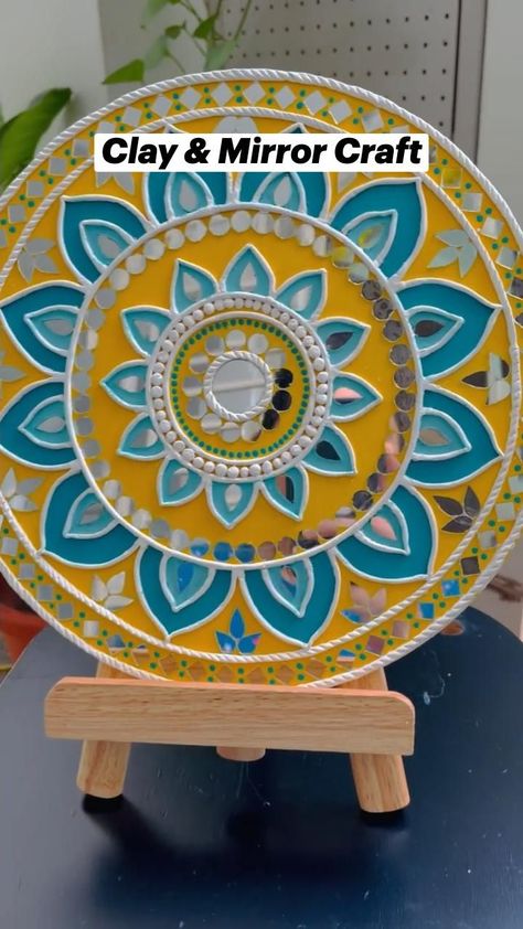 Clay & Mirror Craft by Sandhya Ravi in 2022 | Clay crafts, Mirror crafts, Diy canvas art Mirror Crafts Diy, Clay Mirror, Mirror Craft, Decoration Mirror, Mirror Crafts, Diy Yarn Crafts, Clay Wall Art, Diy Wall Art Decor, Art And Craft Videos