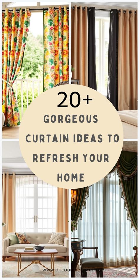 Discover 25 creative curtain ideas that suit any decor style, from modern to classic. These designs will help you add a touch of elegance to your home! Unique Curtain Ideas, Creative Curtain Ideas, Curtains Styles Ideas, Sliding Glass Door Window Treatments, Patio Drapes, Beige Drapes, Sliding Glass Door Curtains, Sliding Glass Door Window, Sliding Door Window Treatments