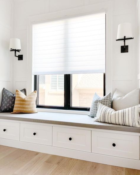 Hunter Douglas Silhouette, Sheer Shades, Hunter Douglas, Window Dressings, Bay Window, Storage Bench, Tap, Shades, Curtains