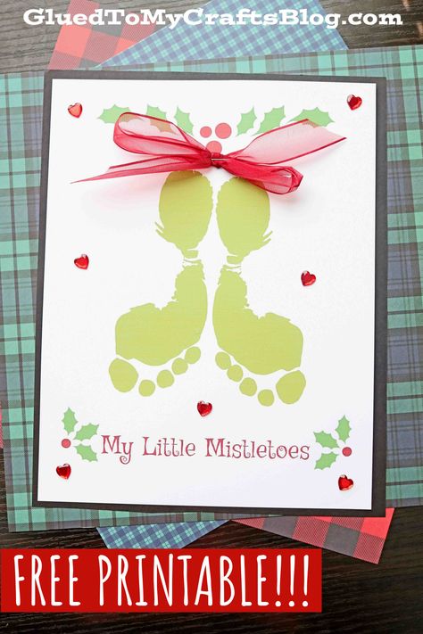 Mistletoe Printable, Mistletoes Footprint, Mistletoe Craft, Mistletoes Footprint Craft, Mistletoe Footprint, Toddler Play Ideas, Footprint Keepsake, Homemade Card Ideas, Advent Ideas