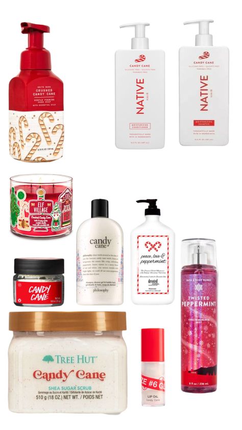 How To Smell Like Candy Canes, Christmas Shower Products, Bath And Body Works Christmas Scents, How To Smell Like Peppermint, Christmas Beauty Products, Christmas Body Care, How To Smell Like Christmas, Christmas Shower Routine, Christmas Skin Care