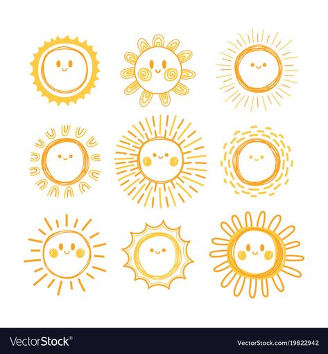 Sunny Logo, Sun Symbols, Smile Tattoo, Planner Doodles, Doodle Vector, Smiling Sun, Mini Doodle, Sun Illustration, Sun Logo