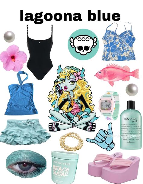 Monster High Inspired Outfits Lagoona, Laguna Halloween Costume, Lagoon Blue Monster High Costume, Monster High Lagoona Blue Cosplay, Lagoona Blue Costume Ideas, Lagoons Blue Costume, Laguna Blue Costume, Laguna Blue Monster High Costume, Laguna Blue Aesthetic