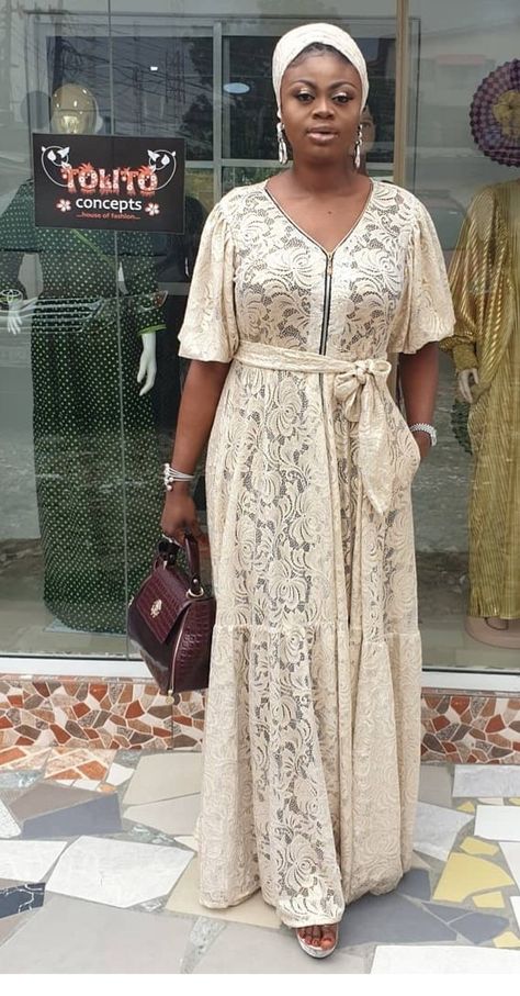 Soft Lace Dress Styles African, A Shape Gown Lace, Lace Gown Styles Kaftan, Soft Lace Dress Styles, Chantilly Lace Styles, A Shape Gown Lace Aso Ebi, Luxury Semi-stitched Lace Work Gown, A Shape Gown, Lace Gown Styles For Pregnant Women