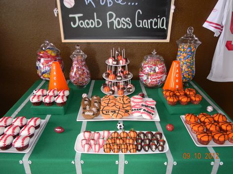 Sports dessert table! Baby Boy Shower Themes, Baby Shower Candy Table, Sport Birthday, Boy Shower Themes, Food Tables, Sports Baby Shower Theme, Sports Baby Shower, Baby Food Containers, Sports Theme Birthday