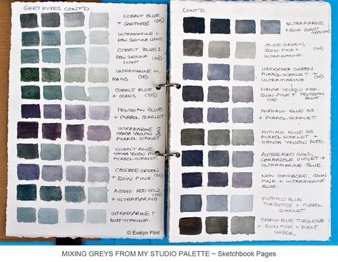 SHADES OF GREY – INDIGO BEACH ART Mixing Paint Colors, Color Theory Art, Color Mixing Chart, Watercolor Mixing, Watercolor Tips, Paint Swatches, Watercolor Palette, Diy Watercolor, Watercolor Art Lessons