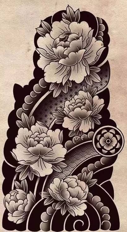 Japanese Floral Tattoo, Mahadev Tattoo, Japanese Flower Tattoo, Tattoo Background, Japan Tattoo Design, More Tattoo, Traditional Japanese Tattoos, Japanese Flower, Flower Tattoo Sleeve