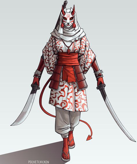 Masked Tiefling, Tiefling Rogue, Dnd Tiefling, Japanese Culture Art, Character Commission, Fantasy Stuff, Character And Setting, Japanese Characters, Dungeons And Dragons Characters