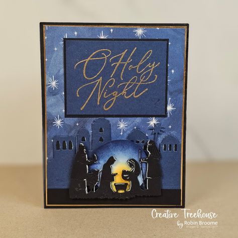 Nativity Christmas Cards, Christian Christmas Cards, Religious Christmas Cards, Night Christmas, Handmade Christmas Card, Christian Cards, Stampin Up Christmas Cards, O Holy Night, Stampin Up Christmas