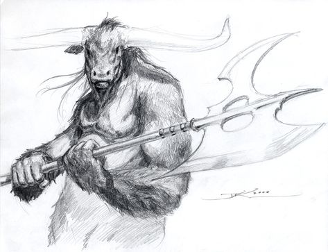 Minotaur Sketch Drawing Tips, Cool Art, Illustration Art, Sketch, Humanoid Sketch, Drawings, Art