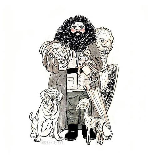 Magical Creatures Harry Potter, Harry Tattoos, Harry Potter Coloring Pages, Rubeus Hagrid, Harry Potter Tattoos, Harry Potter Artwork, Harry Potter Drawings, Harry Potter Crafts, Harry Potter Love