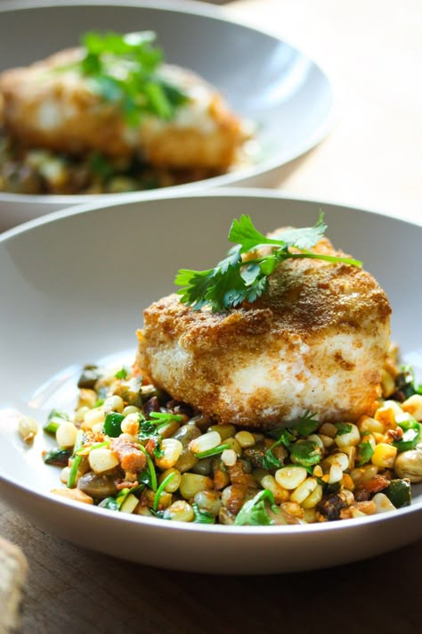 Crusted Halibut, Summer Succotash, Crusted Fish, Halibut Recipes, Fava Bean, Num Num, Fava Beans, Fish Dinner, Seafood Dinner