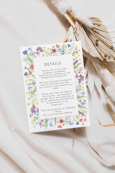 Floral Wedding Invitation Suite - Pack of 10 Wildflower Wedding Stationery, Colourful Wedding Stationery, Watercolour Wildflowers, Simple Floral Wedding, Bright Wedding Invitations, Wildflower Wedding Theme, Floral Wedding Stationery, Colorful Wedding Invitations, Floral Wedding Invitation Suite