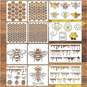 Honeycomb Stencil, Bee Stencil, Wood Bees, Wood Burning Stencils, Honey Diy, Bee Painting, Stencils For Painting, Eid Al-adha, Drawing Stencils