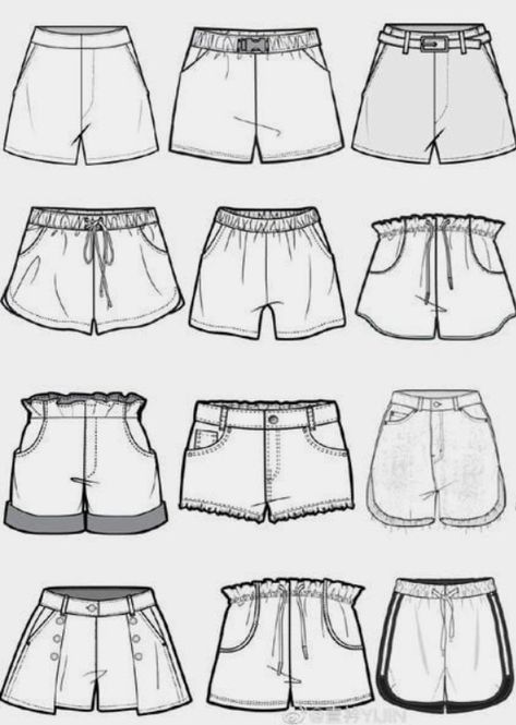 Drawing Shorts Reference, Shorts Design Drawing, Jean Shorts Drawing Reference, Baggy Shorts Drawing, How To Draw Jean Shorts, Short Pants Drawing, Jean Shorts Drawing, Short Desenho, Jacket Around Waist Drawing