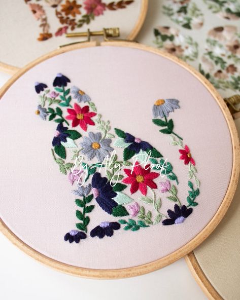 Cat Embroidery PDF Pattern Floral Feline Petal Pet Digital Design - Etsy Cat Embroidery Designs Free Pattern, Cat Embroidery Pattern, Embroidery Cat Patterns, Embroidery Patterns Free Templates, Cat Embroidery, Cat Embroidery Design, Pattern Floral, Embroidery Patterns Free, Sewing Embroidery Designs