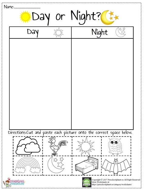 Today we prepared a worksheet about day and night. There are pictures which are about day and night. Show the pictures to students or your kids and want them to paste to its corresponding blank. This day and night worksheet is in pdf format and downloadable. You can freely print for your kids or students. Day And Night Worksheet, Teaching Night, Kindergarten Math Worksheets Free, Worksheet For Kids, Free Kindergarten Worksheets, Time Worksheets, Printable Preschool Worksheets, Kindergarten Worksheets Printable, Learning Worksheets