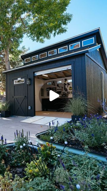 Tuff Shed on Instagram: "Customizing with Tuff Shed!    @simplyalignedhome kept her Tuff Shed modern while adding upgrades including a clerestory to receive heaps of natural light and a roll-up door so she can move her tools with ease.    FULL SHED DETAILS 👇  14’ X 14’ Premier PRO Series™ Ranch Garage  Clerestory Upgrade 16”x8” Transom Windows (5) 4’x3’ Window (1) 3’ Premium Vinyl Window Box (1) 3’ x 6’7” Shed Door  6’x7’ Roll-up Door  Housewrap Vapor Barrier 12”x12” Gable End Vents & Ridge Vents (2) One pair of 3’ Shutters" Tuff Shed, Shed Door, Garden Storage Shed, Shed Doors, Roll Up Doors, Transom Windows, Window Vinyl, Garden Storage, Storage Shed