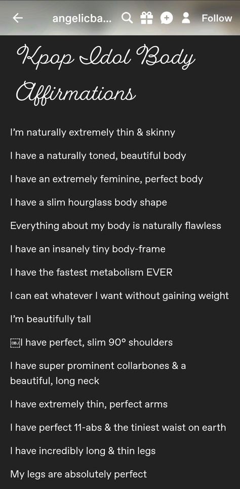 Slim Manifestation, Affirmation For Slim Waist, Desired Body Affirmation Chart, Slim Upper Body Affirmations, Slim Affirmation, My Body Is Perfect Affirmation, Manifest Dream Body Fast, Desired Body Affs, Affirmation For Perfect Body Shape