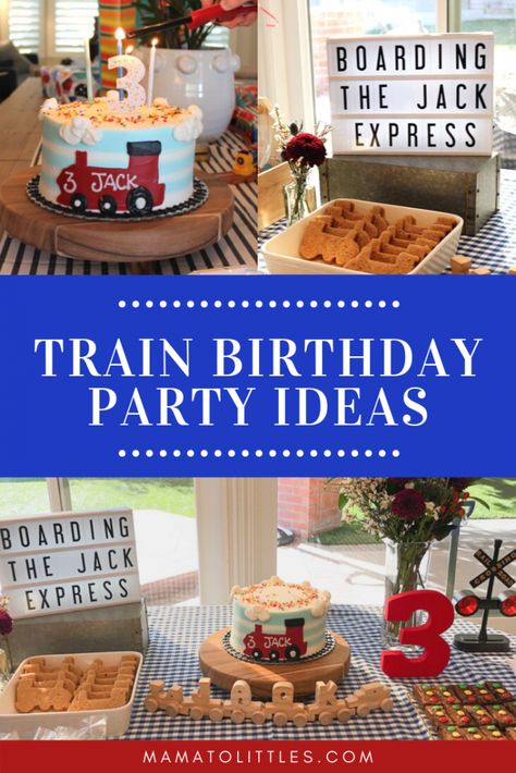 Does your little one love trains? Today I’m sharing our son’s 3rd birthday party, complete with ideas for train cakes, stoplight brownies, and other decorations your toddler and guests will love! Links to purchase everything we used are included in the post to help make your life easier too.   Train Birthday Party | Train Birthday Party Ideas | Train Birthday Party Inspiration | Train Birthday Party Food | Train Birthday Party Decorations | Train Cake #TrainBirthdayParty #TrainParty #TrainCake Trains 3rd Birthday, 3 Year Train Party, Three Train Birthday, Birthday Train Ideas, Train Birthday Party Three, Train Birthday Party 3, 2nd Train Birthday Party, Boys Train Birthday Party Ideas, Train Three Year Old Party