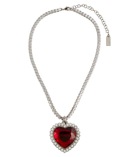 Vetements - Crystal-embellished necklace - Vetements’s necklace will bring romantic overtones to a tough-luxe look. Featuring square-cut white crystal embellishments, it suspends a heart-shaped red crystal pendant. seen @ www.mytheresa.com 21 Bday, Class Board, Crystal Heart Necklace, Crystal Logo, S Necklace, Unicorn Tshirt, Unicorn Print, Heart Logo, Favorite Daughter