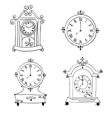 Wall Clock Drawing, Old Fashioned Clock, Clock Drawing, Clock Clipart, Clock Drawings, Pretty Bottles, Watch Drawing, Coffee Cup Art, Clock Painting