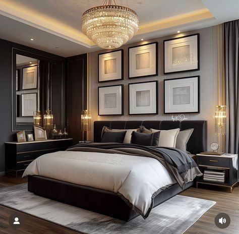 Luxury Apartment Bedroom Decor, Luxury Glam Bedroom, Hotel Room Interior Luxury, Black White And Beige Bedroom, Modern Luxurious Bedrooms Classy, Hotel Bedroom Aesthetic, Contemporary Classic Bedroom, Hotel Vibe Bedroom, Black Bedrooms