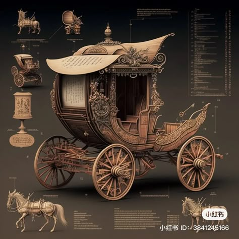 Steampunk Chinese, Psalm For The Wild Built, Fantasy Carriage, Victorian Era Aesthetic, Pumpkin Cart, Horse Wagon, Diy Router, Horse Cart, Fantasy Horses