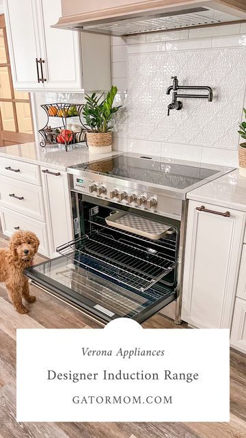 White Kitchen Appliances, Freestanding Oven, Two Tone Kitchen Cabinets, Induction Stove Top, Induction Range, Two Tone Kitchen, Induction Stove, Farmhouse Kitchen Design, Clean Cooking