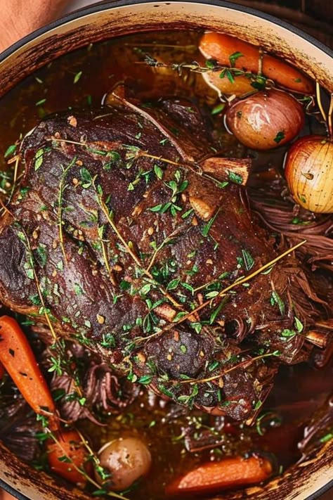 Slow Cooked Dutch Oven Chuck Roast Dutch Oven Chuck Roast, Chuck Roast Dutch Oven, Roast In A Dutch Oven, Chuck Roast Recipe Oven, Chuck Roast In Oven, Roast In Dutch Oven, Top Round Roast Recipe, Round Roast Recipe, Recipe Dutch Oven