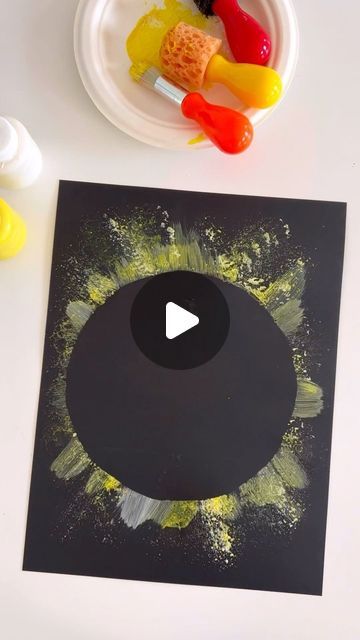 Toddler Activities | Spanglish Sprouts on Instagram: "Solar Eclipse 🌑 Craft 👇  I’ve been seeing different variations of this type of craft all over Pinterest lately and decided to give it a try myself.  (I actually set this up for my daughter to try but she was not interested so I enjoyed making some art 😂)  It’s a simple set up, you just need: - Black construction paper - Another piece of paper, cut into a circle - Tape to secure the circle - Washable paint - Paint brushes, sponges, etc.  This isn’t truly a bilingual activity in and of itself but for reading-level children you can incorporate bilingual books about the sun or worksheets on solar eclipse, the moon phases, etc.  How will you be teaching about the solar eclipse? ☀️  Note: Not my original idea, a combination of ideas I’ve s Eclipse Craft, Sun Activity, Bilingual Activities, Moon Activities, The Moon Phases, Black Construction Paper, Spanish Activities, Washable Paint, Paint Paint