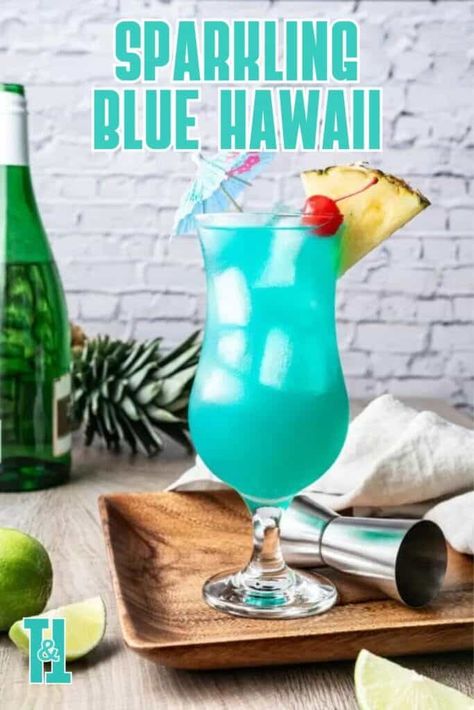 Blue Hawaiian Drink Recipe Non Alcoholic, Blue Mixed Drinks Alcohol Hawaiian Punch, Frozen Blue Hawaiian Drink, Blue Curacao And Pineapple Drinks, Blue Hawian Alcohol Drinks, Blue Hawaii Cocktail, Brandy Old Fashioned, Traditional Margarita, Orange Syrup