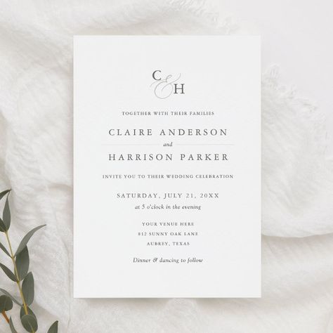 Black And White Classy Wedding, Wedding Invitation Monogram, Simple Wedding Invitation, Classy Wedding Invitations, Wedding Simple, Budget Wedding Invitations, Black And White Wedding Invitations, Elegant Monogram, Simple Elegant Wedding