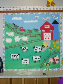 Preschool Art Display, Farm Bulletin Board, Farm Classroom Theme, Animal Crafts Preschool, Farm Animals Preschool, Farm Theme Preschool, Farm Animal Crafts, Farm Craft, Farm Animals Theme