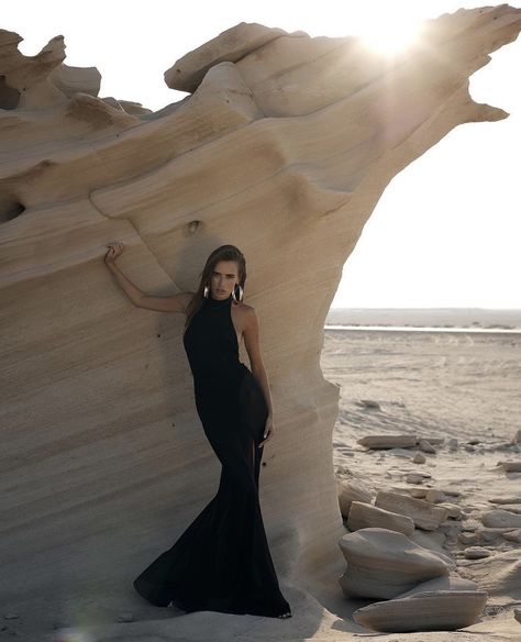 Black Sand Photoshoot, Beach Mood, Night Shoot, Rock Photography, Elegant Black Dress, Night Shot, Sea Photo, Beach Shoot, Black Sand