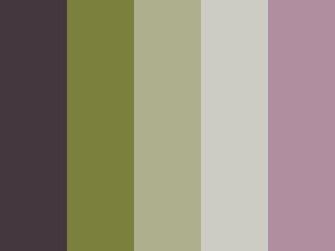 Olive Green And Purple Living Room, Mauve And Green Bedroom Ideas, Olive Green And Purple Color Palette, Plum And Green Bedroom, Sage Green And Purple Bedroom, Purple Green Room, Colors That Go With Olive Green, Green And Purple Bedroom, Olive Green And Purple