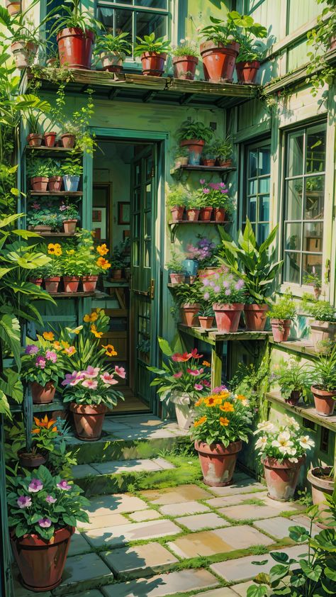 Potted Paradise 🌿🌻 . . . . . . #pottedplants #plants #greenery #greenhouse #flowersandplants #aiart #aiartcommunity #artexploration #prernaverse #midjourney #viralpainting #explorepageworthy