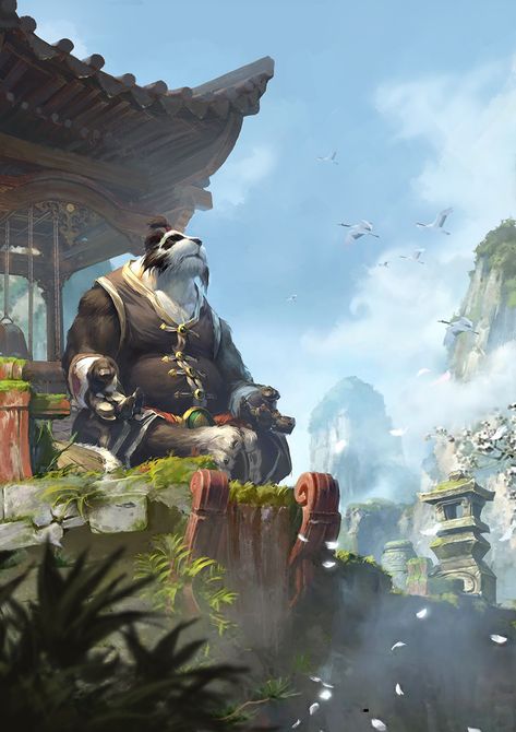 Pandaren Art, Wow Pandaren, Wow Monk, Bear People, Pandaren Monk, Blizzard Warcraft, Warcraft Characters, Warcraft Art, Dragon Rpg