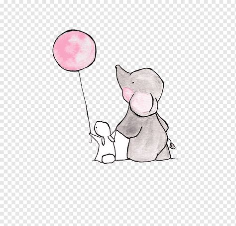 Elephant Blowing Bubbles Tattoos, Elephant And Rabbit Drawing, Elephant Balancing On A Ball, Bunny And Elephant Drawing, Elephant With Balloon Drawing, Elephant And Rabbit, Rabbit Cartoon Drawing, European Rabbit, Balloon Graphic