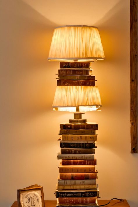 Top 15 DIY Lamps Ideas [Easy To Make] Book Lamp Diy, Industrial Pipe Lamp, Diy Lamps, Lamps Ideas, Wine Bottle Lamp, Bamboo Stalks, Book Lamp, Lamp Diy, Concrete Lamp