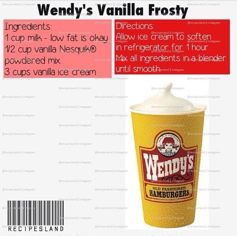 Wendy's Vanilla Frosty Recipe, Vanilla Frosty Recipe, Wendys Frosty Recipe, Wendys Frosty, Frosty Recipe, Homemade Ice Cream Recipes, No Churn Ice Cream, Famous Recipe, Blender Recipes