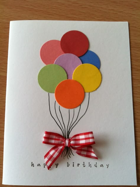 Birthday Balloon Card :) Ideas For Birthday Cards, Birthday Cards Images, Valentines Bricolage, Balloon Card, Happy Birthday Cards Handmade, Anniversaire Diy, Homemade Birthday, Birthday Card Craft, Homemade Birthday Cards