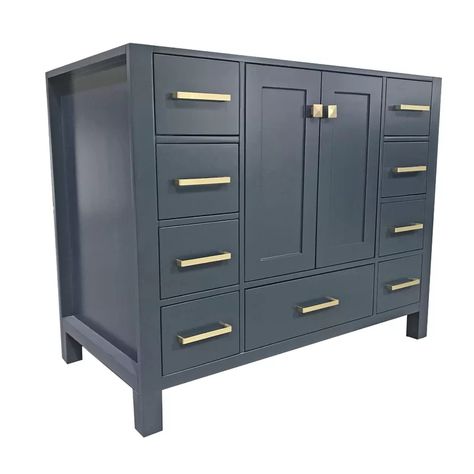 Latitude Run® Amariani 42 Single Bathroom Vanity Base Only & Reviews | Wayfair Custom Vanity Cabinets, Furniture Design Office, 42 Inch Vanity, 42 Inch Bathroom Vanity, Beautiful Bathroom Vanity, Bathroom Vanity Base Only, Solid Wood Cabinets, Modern Furniture Design, Bathroom Vanity Base