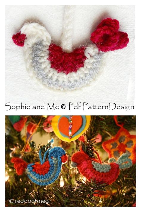 Crochet Xmas Gifts, Christmas Ornaments Design, Crochet Robin, Crochet Christmas Ornaments Free Pattern, Holiday Crochet Patterns, Crochet Bird, Crochet Bird Patterns, Crochet Christmas Ornaments Free, Christmas Decs