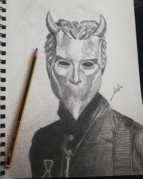 Nameless Ghoul Drawing, The Band Ghost Tattoo Ideas, Ghost Band Drawings Sketches, Ghost Band Drawing Easy, Ghoul Drawing Ghost, Ghost Bc Drawing, Phantom Ghoul Fanart, Ghost Band Drawing, Ghost Band Tattoo